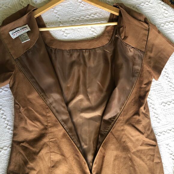 Carol Horn Vintage Sheath Linen Blend Dress Sz 10 Petite Brown 90s Minimalist - Picture 9 of 11